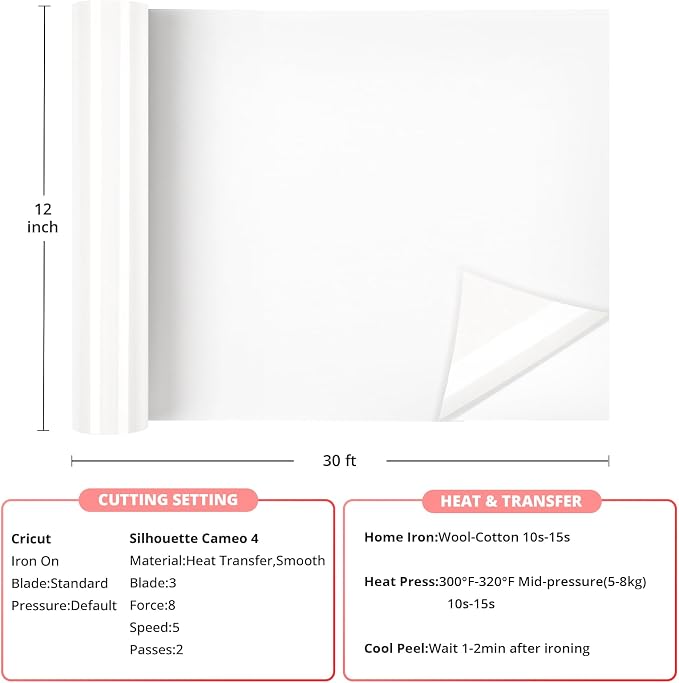 HTVRONT White Heat Transfer Vinyl Roll - Image 6