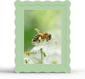6x8 Picture Frame with Mat for 5x7, Wavy Edge Wooden Real Glass Photo Frame for by THKRLOF