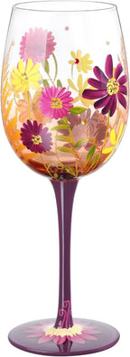 NymphFable Forever Flower Wine Glass 15oz Hand Painted Wine Glasses, Colorful by NymphFable