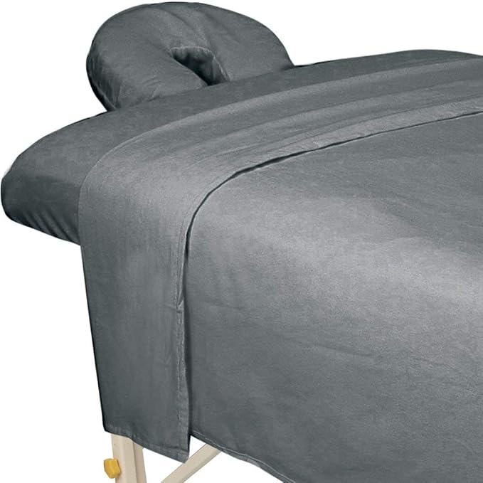 ForPro Premium Flannel 3-Piece Massage Sheet Set, Cool Grey, Stain and by ForProProfessionalCollection