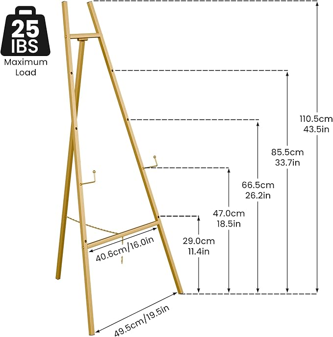Gold Easel Stand for Sign, Heavy Duty Easel, 4-Tier Adjustable Art Easel for - Image 3