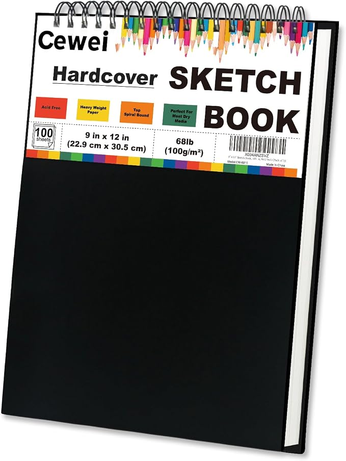 9" x 12" Sketch Book, Top Spiral Sketchbook, 100 Sheets Sketch Pad, Drawing by Unknown