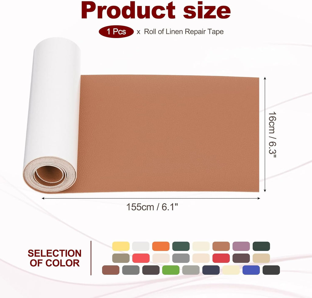 PATIKIL Leather Patches Tape for Furniture, 6.3 x 61 Inch Self Adhesive Vinyl Leather Repair Kit Cover Sheet for Couch, Sofa, Car Seats, Office Chair, Chestnut Brown