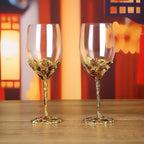 Simcat Handmade Painted Enamel Flower Glass Wine Glasses Transparent Refined - Image 3