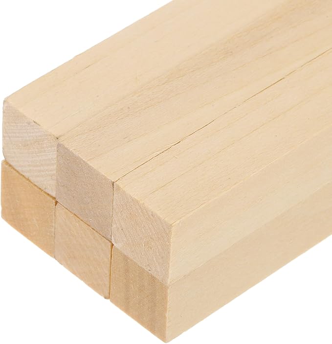 MECCANIXITY 6Pcs Basswood Sticks, 13/16" x 13/16" x 16" Square Wooden Dowel by MECCANIXITY