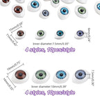 AHANDMAKER 80 pcs Half Round Doll Eye, Plastic Doll Craft Eyes Scary Eyes - Image 2