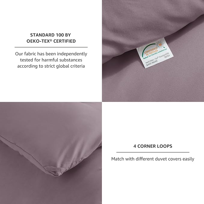 CozyLux Full Size Comforter Set Dusty Purple, 3 Pieces Solid Breathable Bedding - Image 4