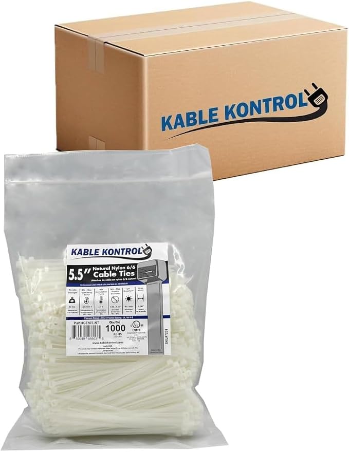 Kable Kontrol Cable Zip Ties Natural White 24, 40 Lbs Tensile Strength by KABLEKONTROL%C2%AE