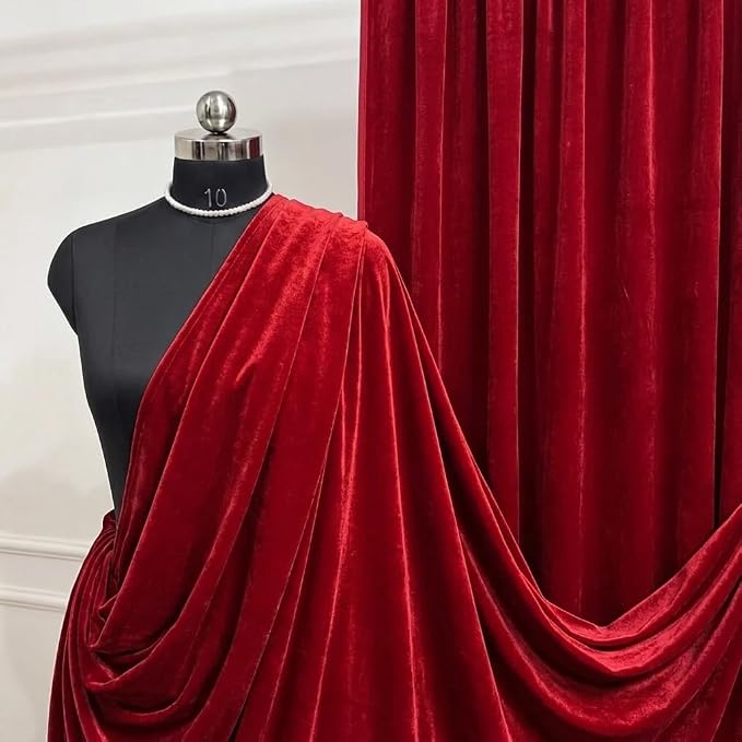 Red Royal Velvet Fabric by The Yard, Wedding Decor, Fashion & Crafts I by VALENTINATEXTILEINC
