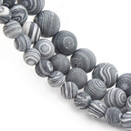 8mm Matte Black and White Malachite Bead, 15-Inch Matte Round Loose Stone Beads - Image 8