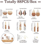 FASHEWELRY 24Pcs Gold Foil Resin Wood Earring Charms Teardrop Drop Rectangle - Image 6