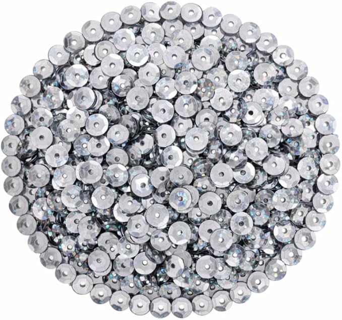 Mandala Crafts 6mm Cup Round Holographic Gray Sequins - Image 2