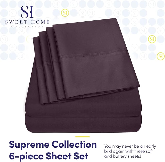 Sweet Home Collection 6 Piece 1500 Supreme Collection Brushed Microfiber Deep - Image 2