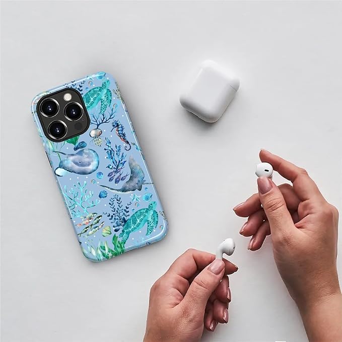 ZHEGAILIAN Case for iPhone 15 Pro Max, Ocean Stingray Turtle Seahorse Durable - Image 3