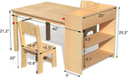GDLF Kids Art Table and 2 Chairs, Wooden Craft Desk, Activity & Drawing - Image 3