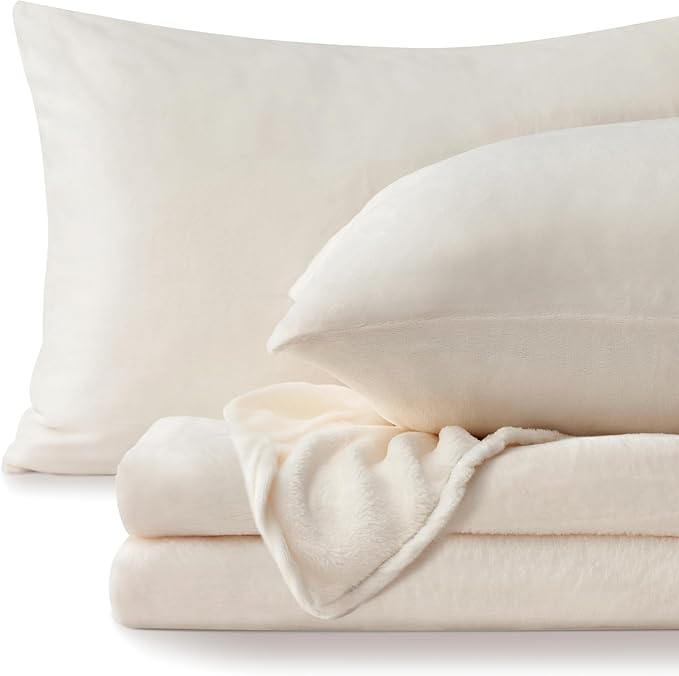 BEDELITE Flannel Sheets Queen Size White by BEDELITE