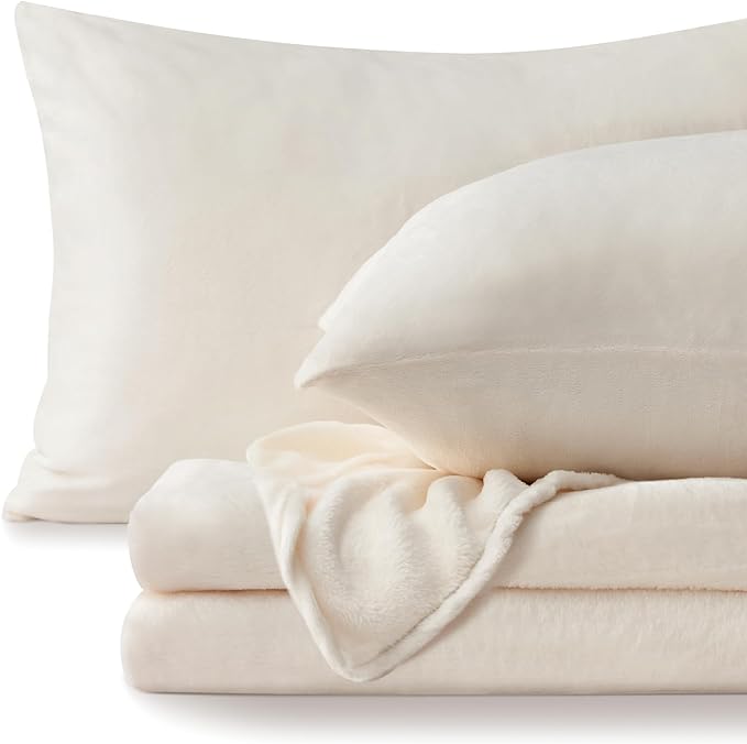 BEDELITE Flannel Sheets Twin Size White by BEDELITE