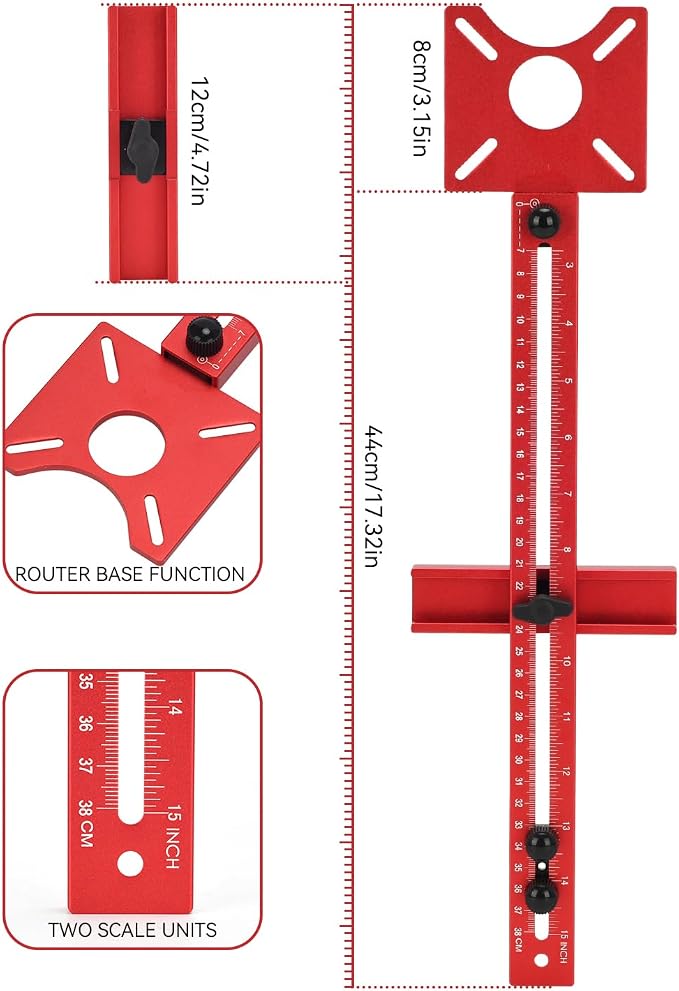 4 in 1 Router Milling Groove Bracket, Aluminum Alloy Router Circle Cutting Jig - Image 3