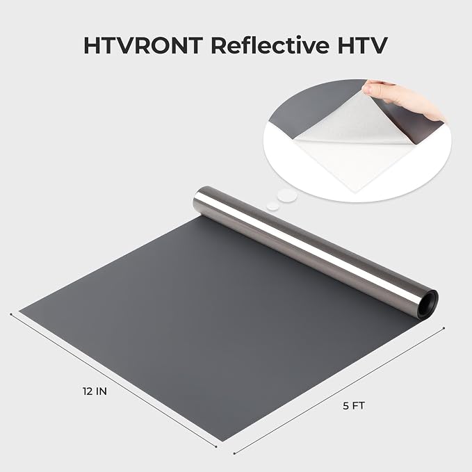 HTVRONT Reflective HTV Vinyl Roll, Reflective Dark Grey HTV, Reflective Iron on - Image 2