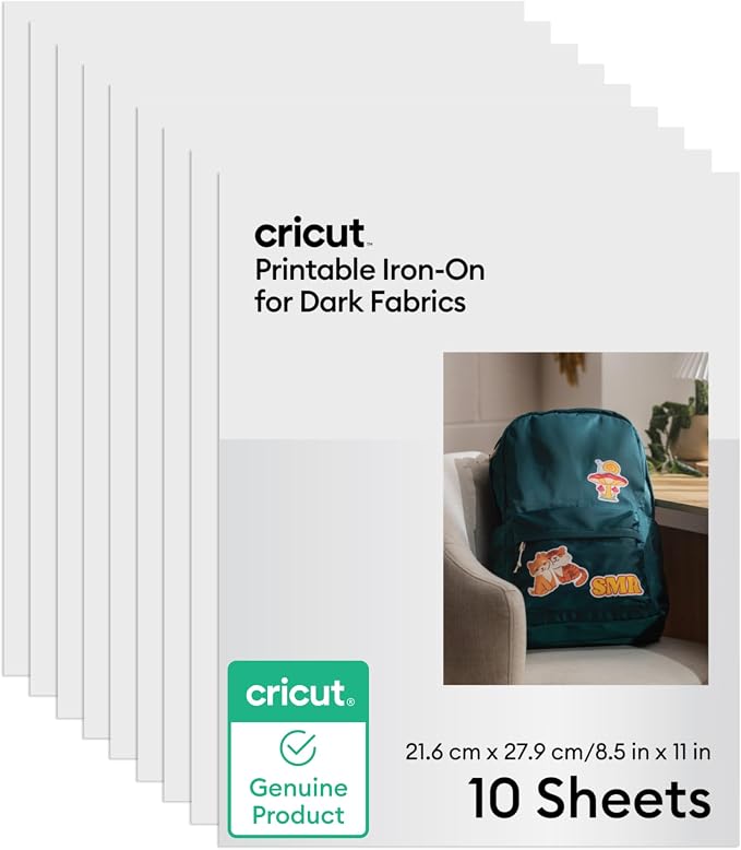 Cricut Printable Iron-On for Dark Fabrics, 10 sheets by Unknown