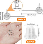 60pcs Ball Studs for Jewelry Making, Hypoallergenic Ball Earring Studs - Image 2