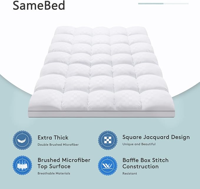 SameBed Mattress Topper Twin, Extra Thick Mattress Pad Cover - Image 2