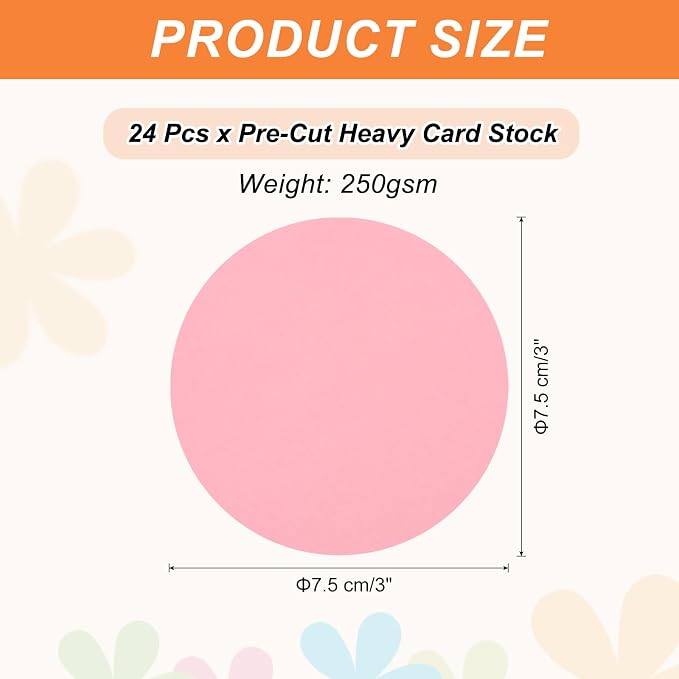 MECCANIXITY 24 Pcs Circle Card Stock, 3 Inch Round Cutouts Paper Thick - Image 2