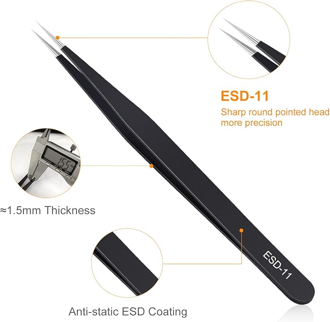 kaverme 3PCS Precision Tweezers Set, Upgraded Anti-Static Stainless Steel of - Image 3