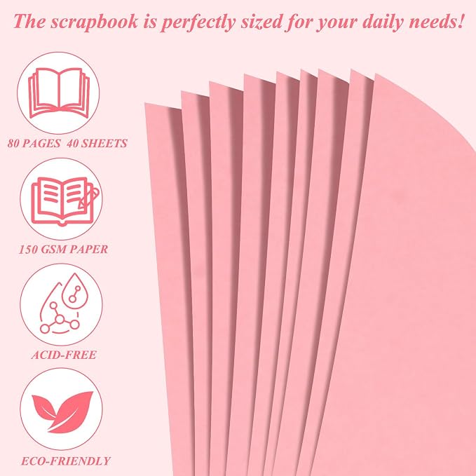Joyberg Scrapbook 80 Pages, Scrapbooking Supplies 8 x 8 In, Scrapbook Album - Image 5
