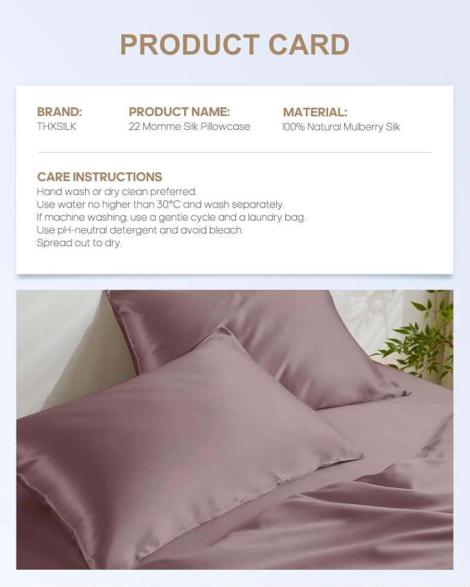 THXSILK Natural 22 Momme 100% Mulberry Silk Pillowcase - Image 8