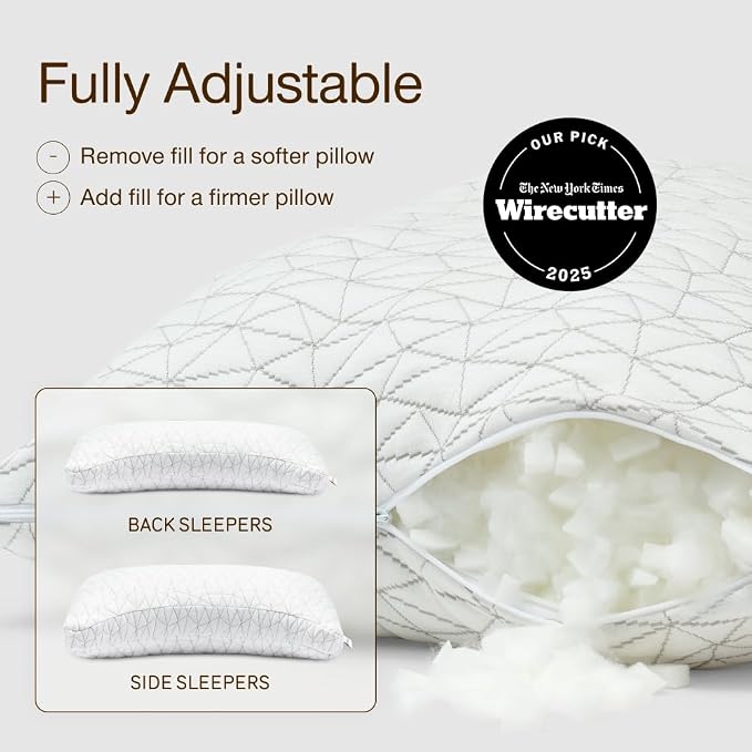 Coop Home Goods Original Crescent Adjustable Pillow, Queen Bed Pillows - Image 2