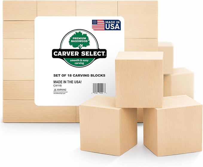 Basswood Carving Blocks Set of 18 – Wood Carving Kit by Unknown