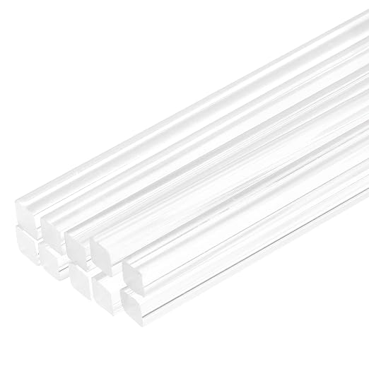 MECCANIXITY 10pcs Acrylic Square Rods 1/16" x 16" Clear Acrylic Dowel Rods by MECCANIXITY