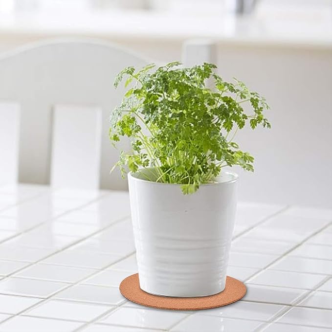 6-Pack 6" Cork Coasters, Round Cork & Plastic Plant Saucers - Image 2