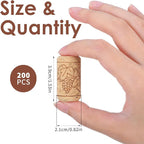 200Pack Straight Wine Cork, #8 Natural 7/8" x 1 3/4" Soft Wine Corks - Image 2