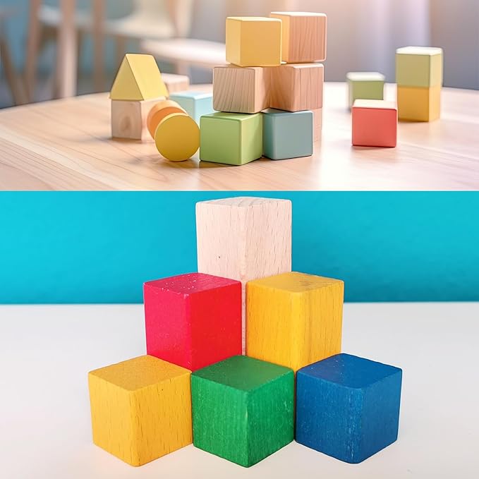 MUXGOA Wooden Cubes, 3/4inch Wood Square Blocks - Image 5