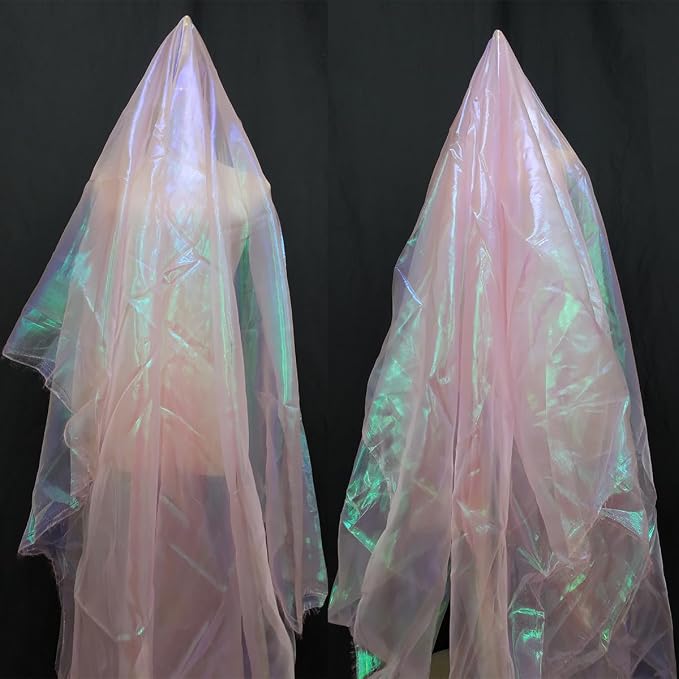Light Pink Iridescent Organza Fabric - Image 7