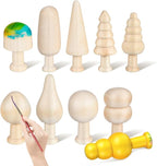 TEHAUX 20pcs Unfinished Mini Wooden Trees 5 Shapes DIY Paintable Wood Craft by TEHAUX