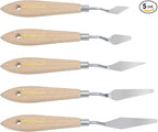 5Pcs Palette Knives Set with Wooden Handle by AEBDERP