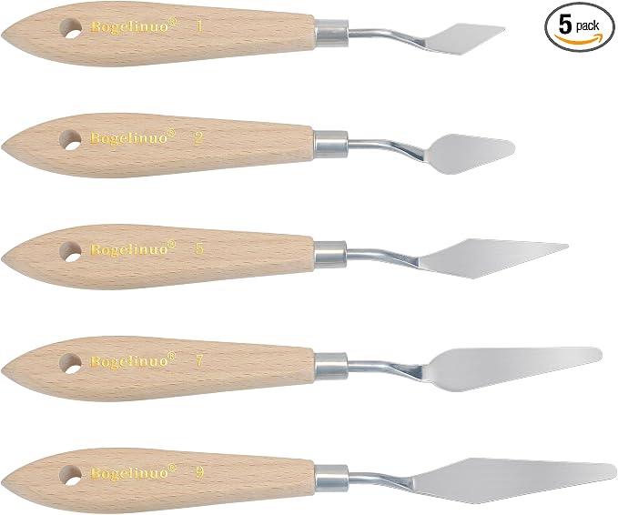 5Pcs Palette Knives Set with Wooden Handle by AEBDERP