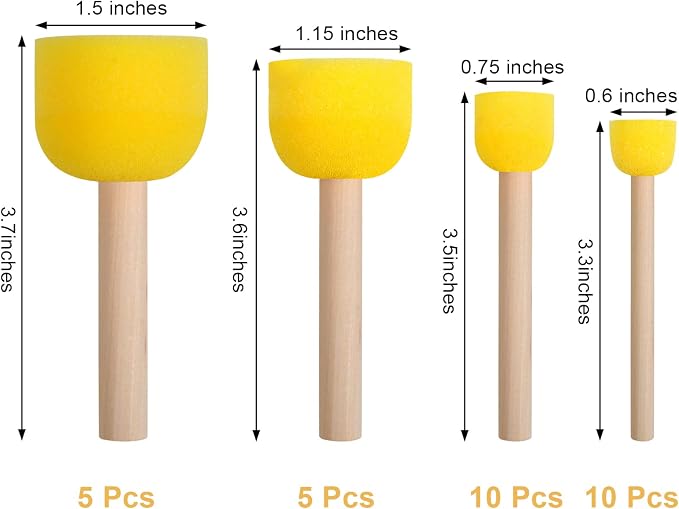 30 Pcs Round Sponges Brush Set, Round Sponge Brushes - Image 2
