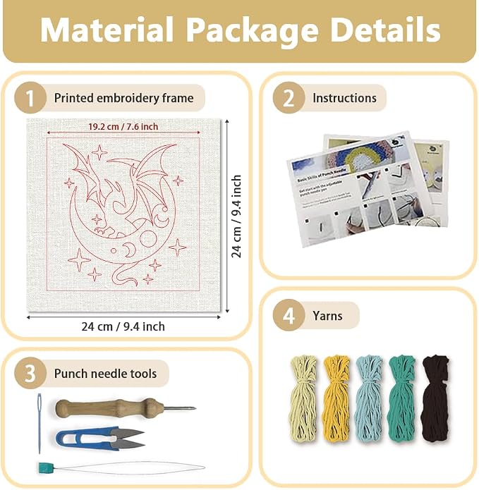 Doodlream Dragon Moon DIY Punch Needle Embroidery Kit - Image 2