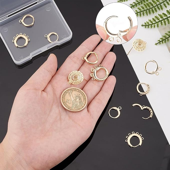 PH PandaHall 18K Gold Plated Huggie Hoop Earrings, Hole 1~2mm - Image 5