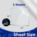 5-Pack of 12×12" x 0.04" PET Plexiglass Sheets, Transparent Clear Flexible - Image 2