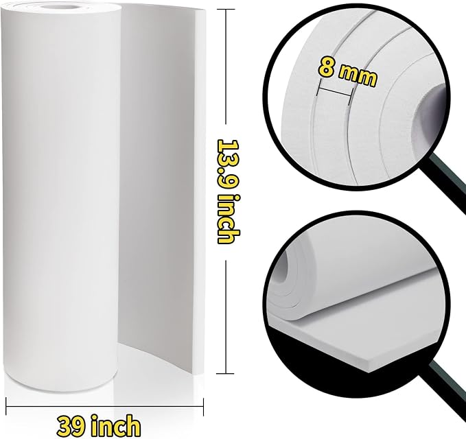 2-Pack 8mm Thick White Eva Foam Sheets roll, 13.9" x 39" Premium eva Craft Foam - Image 2