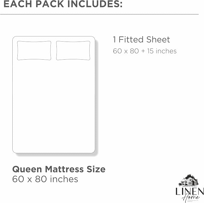 Linen Home 100% Cotton Percale Weave Fitted Sheet, Queen Size, Brushed Rose - Image 7