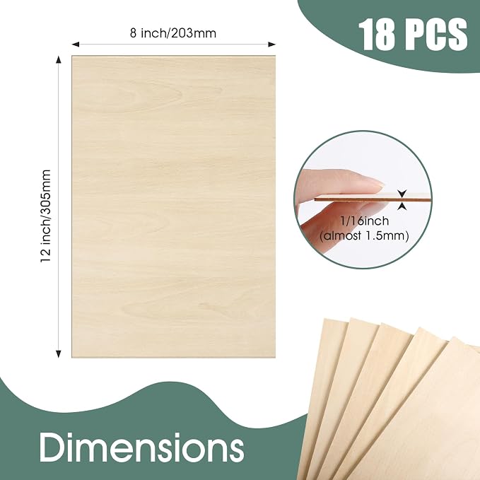 Basswood Sheets 1/16, 18 Pack 8x12 Inch Basswood - Image 2