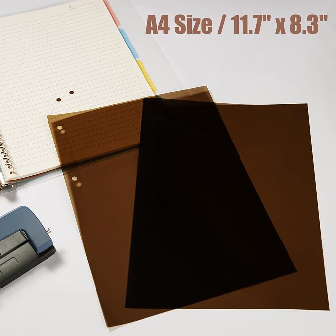 10-Pack A4 Colored PVC Flexible Plastic Sheets, 0.3mm Brown Transparent Film - Image 2