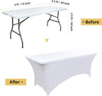 6-Pack 6ft White Spandex Table Covers - Image 7