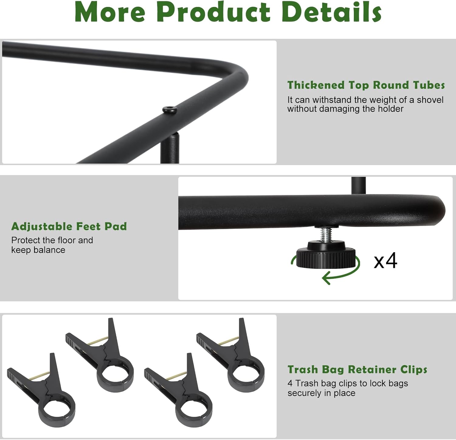 Vrisa Garden Trash Bag Holder Stand Outdoor Leaf Bag Holder Metal Wire Garbage Bag Holder Frame Holds 30-45 Gallon Bags Lawn Bag Holder with Clips for Camping Gardening Yard Weeding Lawn Parties